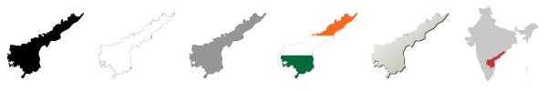 Andhra Pradesh vector outline map set