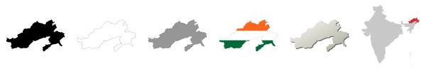 Arunachal Pradesh vector outline map set