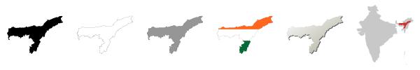 Assam vector outline map set