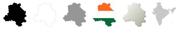 Delhi vector outline map set