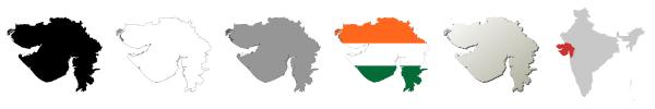 Gujarat vector outline map set