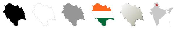 Himachal Pradesh vector outline map set
