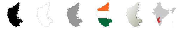 Karnataka vector outline map set