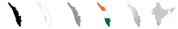 Kerala vector outline map set