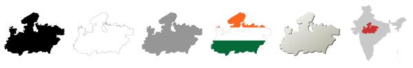 Madhya Pradesh vector outline map set