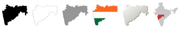 Maharashtra vector outline map set