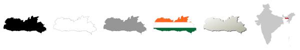 Meghalaya vector outline map set