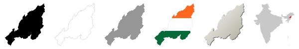 Nagaland vector outline map set