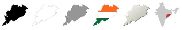 Odisha vector outline map set