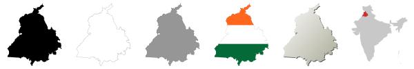 Punjab vector outline map set