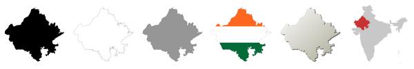 Rajasthan vector outline map set
