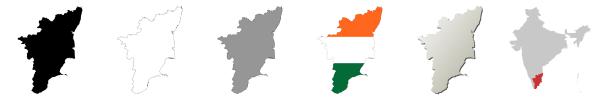 Tamil Nadu vector outline map set