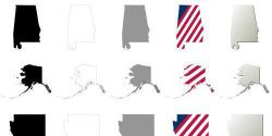 USA States vector outline map set