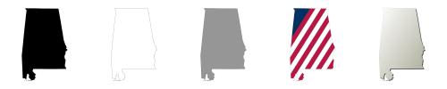 Alabama vector outline map set