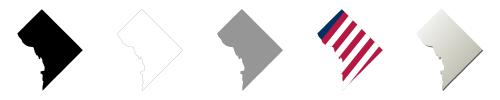 District of Columbia vector outline map set