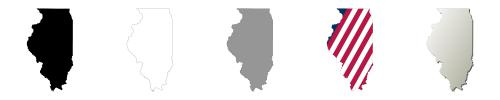Illinois vector outline map set