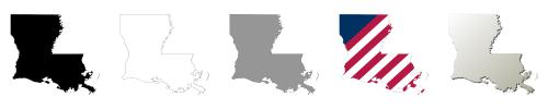 Louisiana vector outline map set
