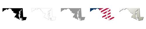 Maryland vector outline map set