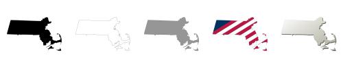 Massachusetts vector outline map set