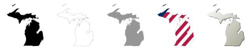 Michigan vector outline map set