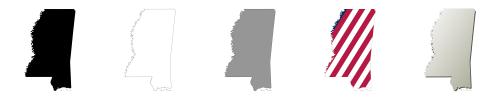 Mississippi vector outline map set