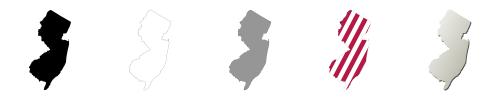 New Jersey vector outline map set