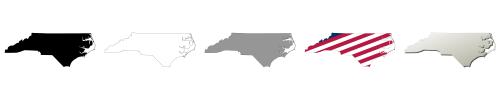 North Carolina vector outline map set