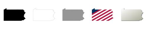 Pennsylvania vector outline map set