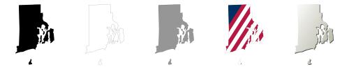 Rhode Island vector outline map set