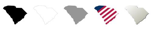South Carolina vector outline map set