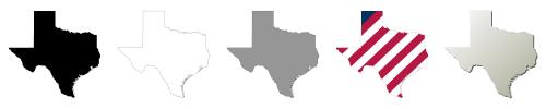 Texas vector outline map set
