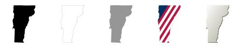 Vermont vector outline map set
