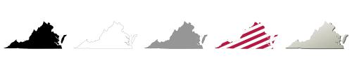 Virginia vector outline map set
